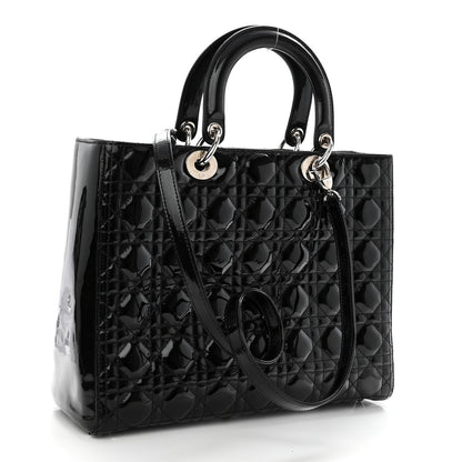Christian Dior Patent Cannage Large Lady Dior Black 3 of 9