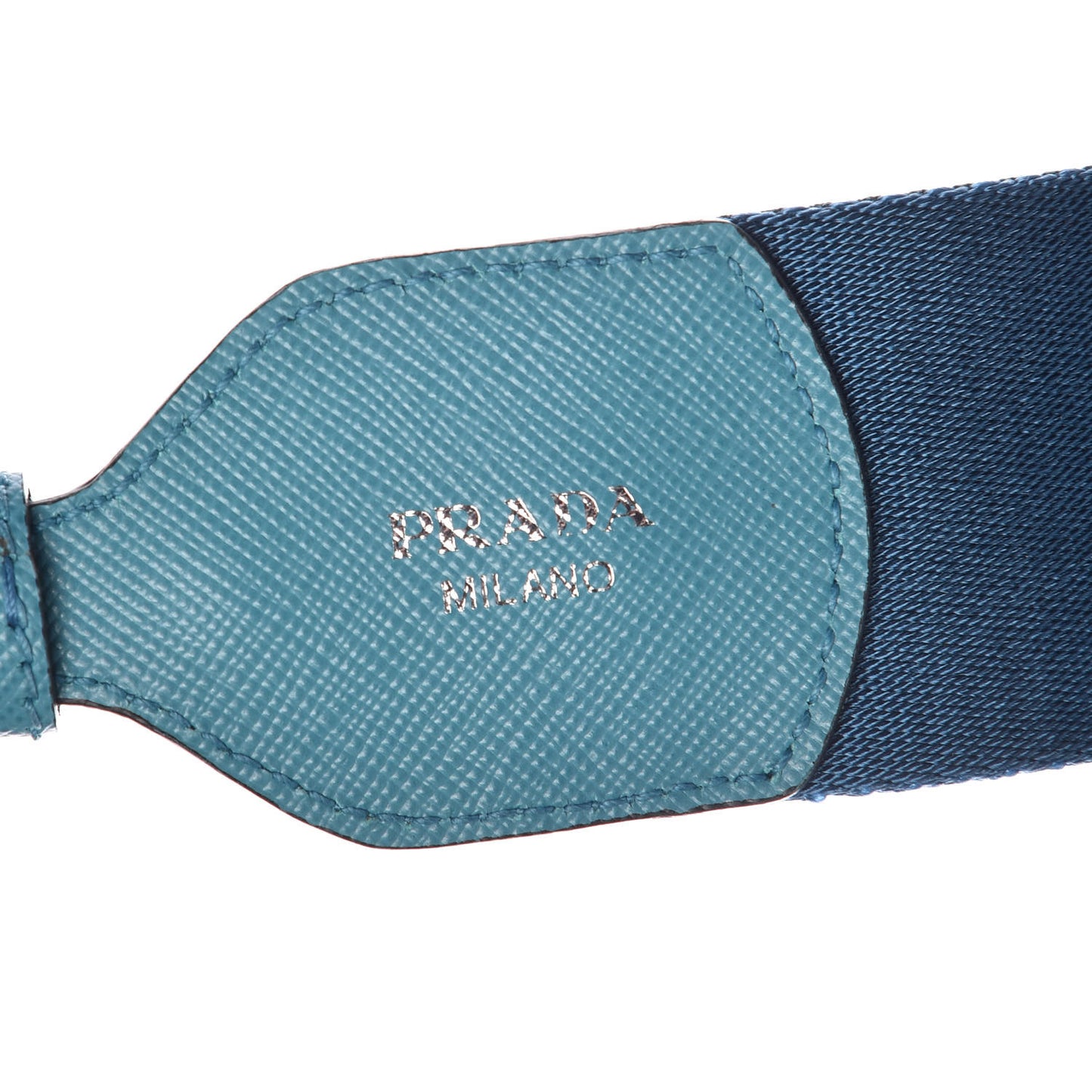 Saffiano Striped Fabric Nastro Righe Shoulder Strap Turchese