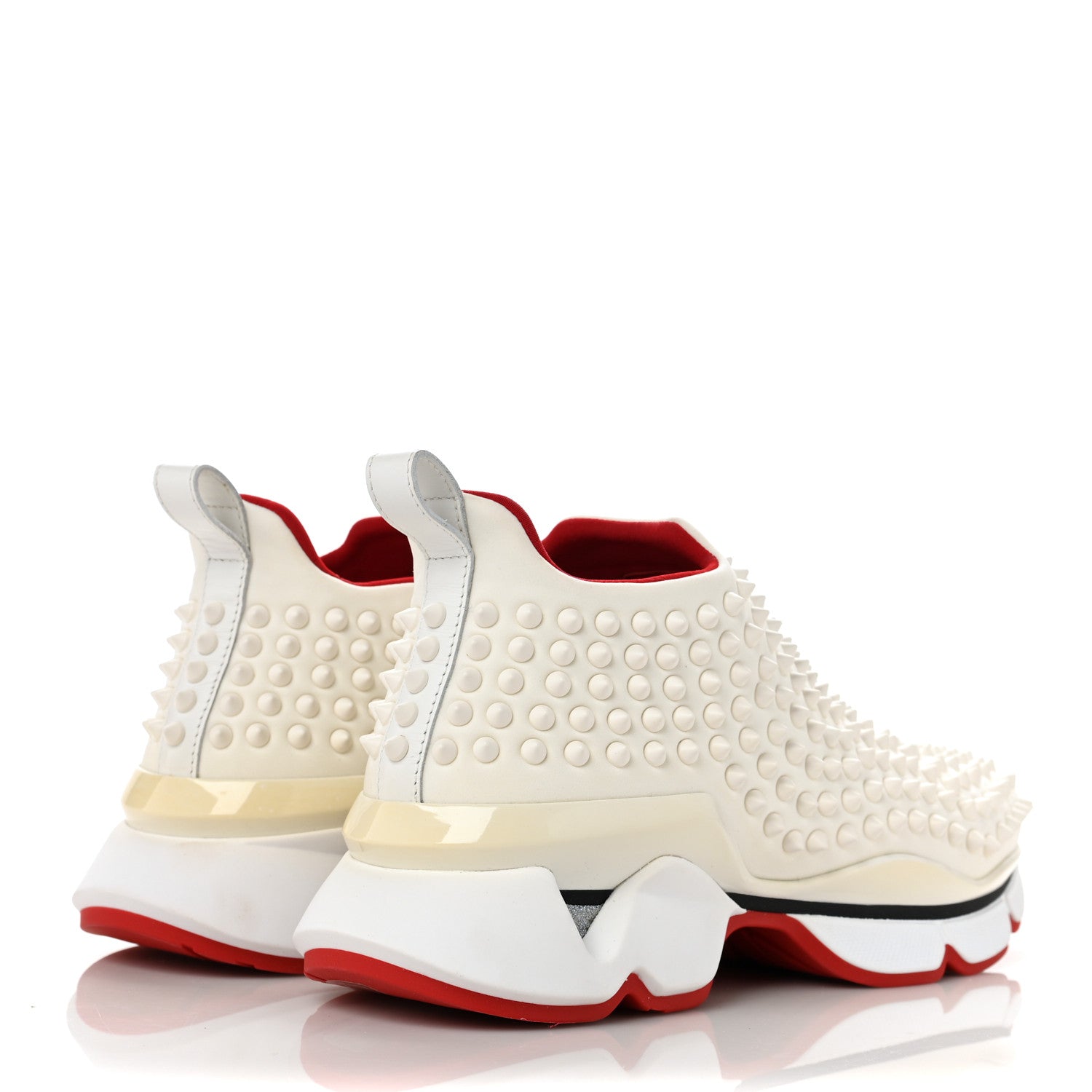 Christian Louboutin Neoprene Spike Sock Donna Flat Sneakers 38.5 White Snow 4 of 8