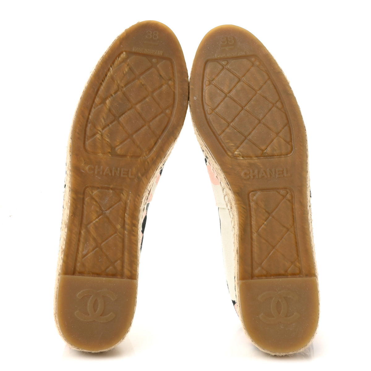 Chanel Fabric CC Espadrilles 38 Pink White Black 6 of 10