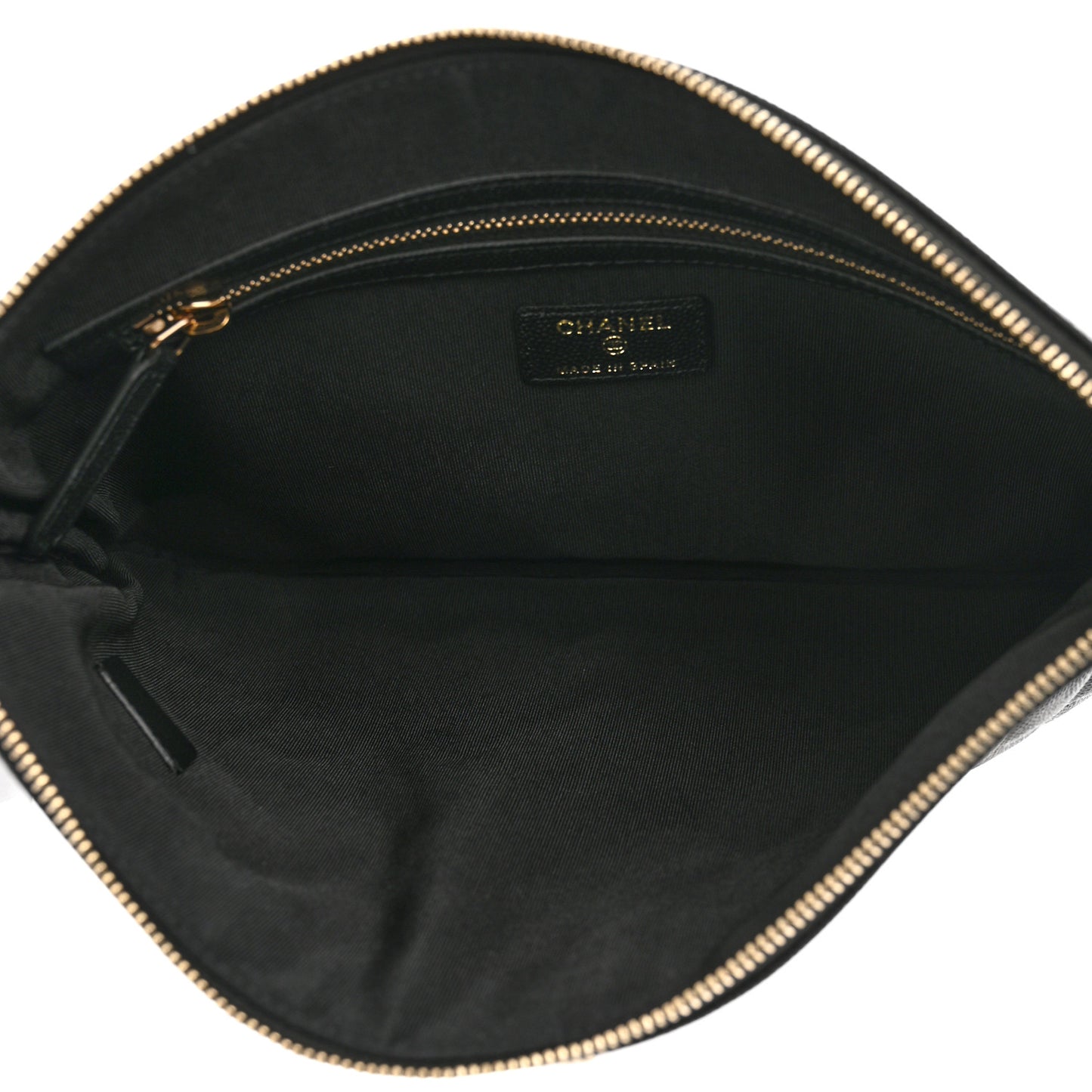 Caviar Quilted Mademoiselle Vintage Large Zip Pouch Black