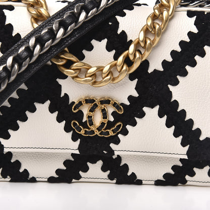 Chanel Calfskin Crochet 19 Wallet On Chain WOC White Black 11 of 12