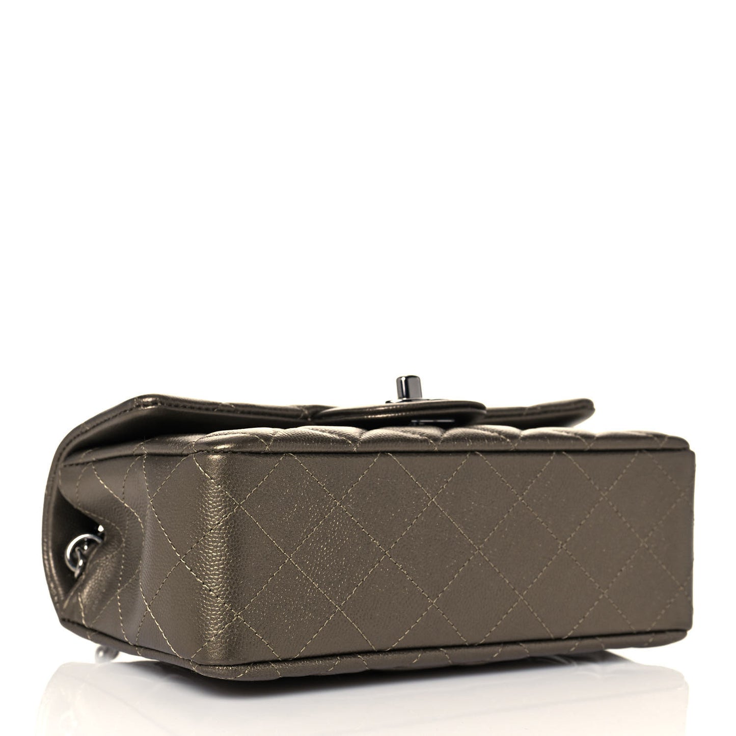 Iridescent Caviar Quilted Mini Rectangular Flap Bronze