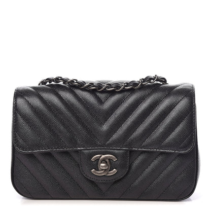 Chanel Iridescent Caviar Chevron Quilted Mini Rectangular Flap Black 1 of 10