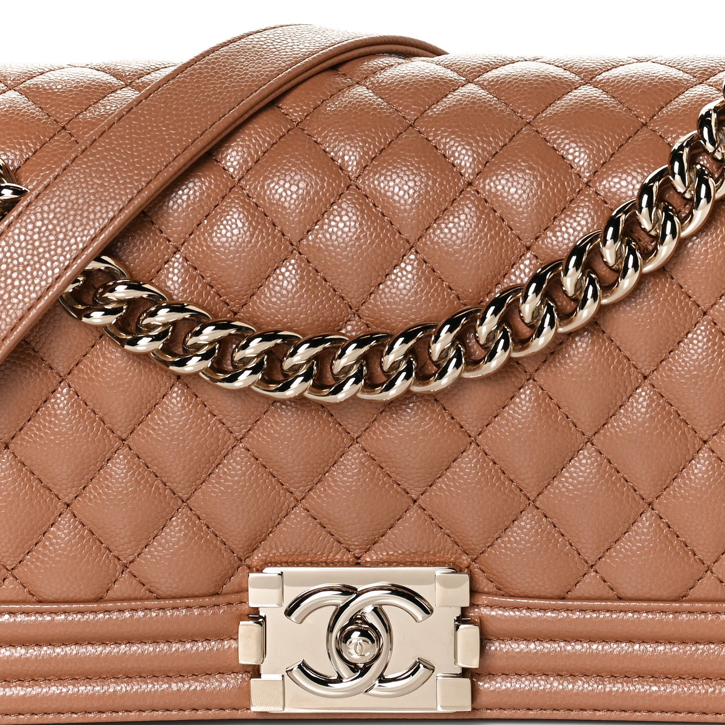 Caviar Quilted Medium Boy Flap Brown