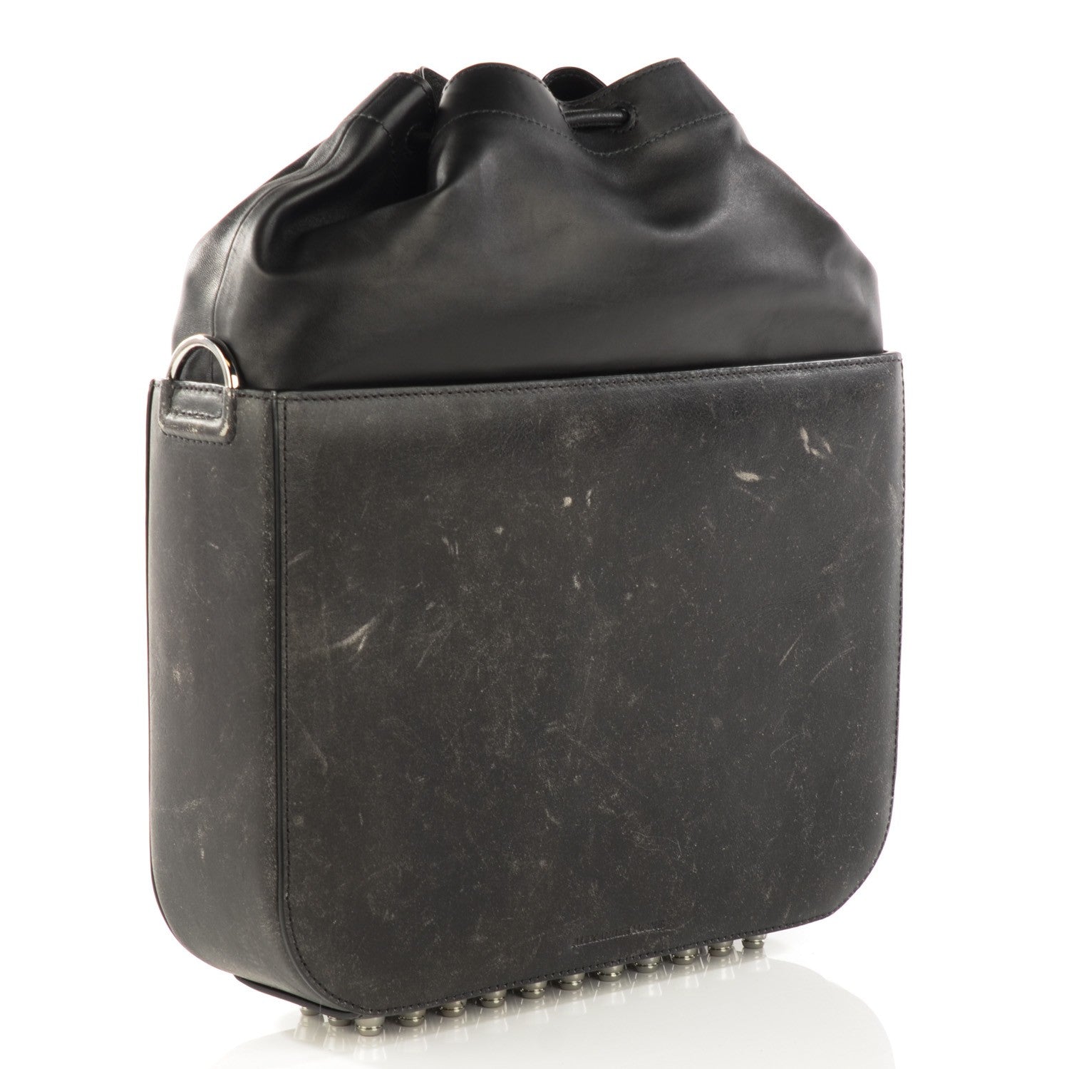 Alexander Wang Distressed Lambskin Flat Bucket Bag Erosion Rhodium Hardware 3 of 8