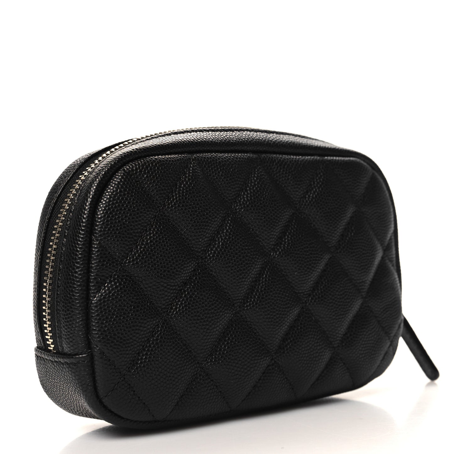 Caviar Quilted Small Curvy Pouch Cosmetic Case Black