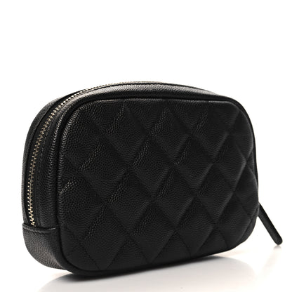 Chanel Caviar Quilted Small Curvy Pouch Cosmetic Case Black 3 of 8