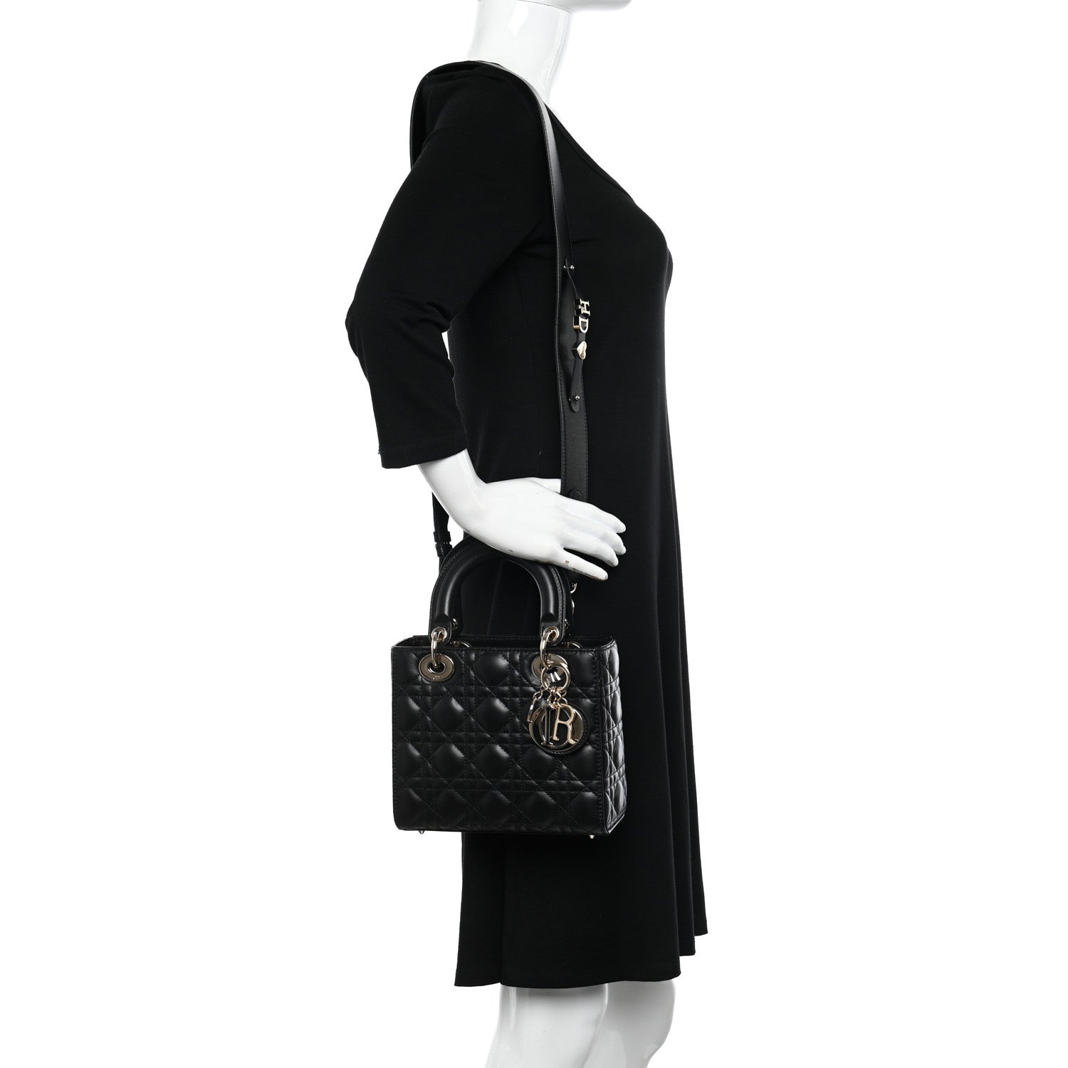 Christian Dior Lambskin Cannage Small My ABCDior Lady Dior Black 2 of 12