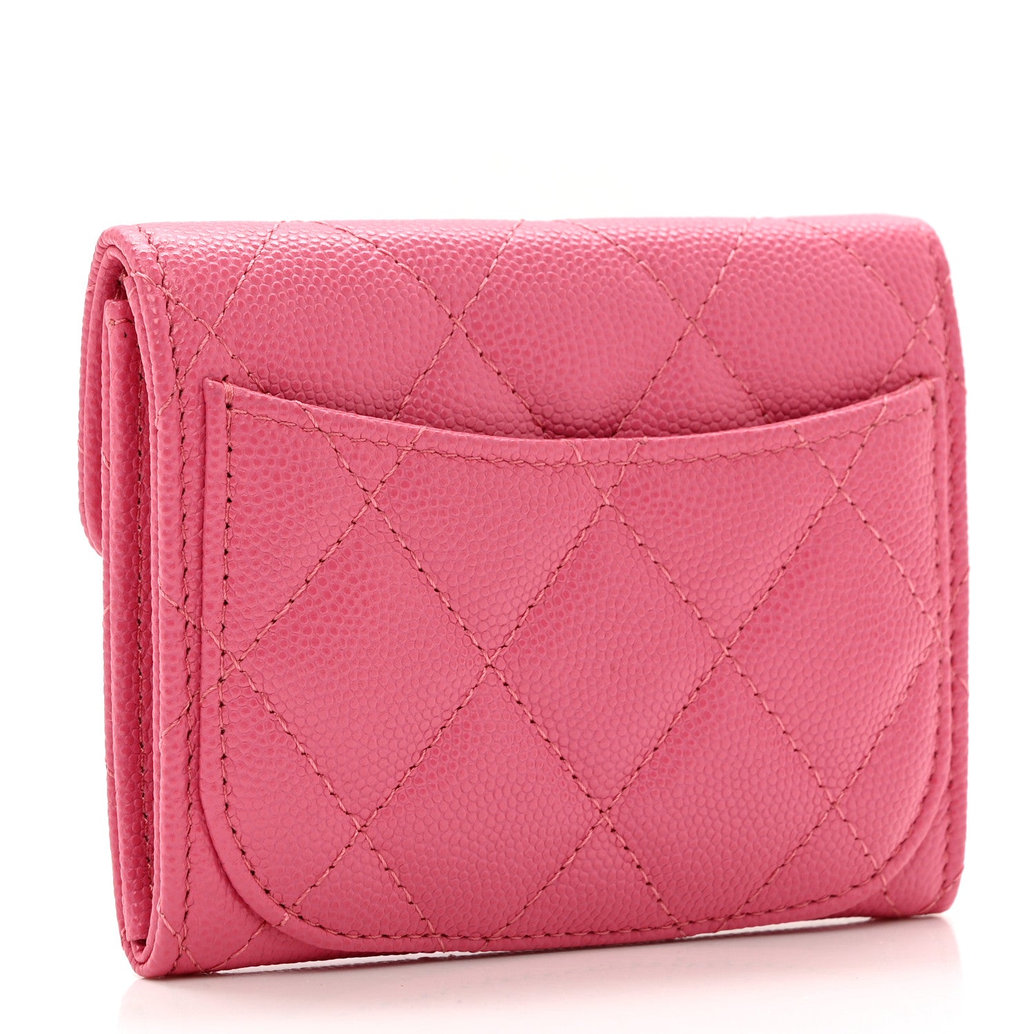 Chanel Caviar Quilted Flap Card Holder Wallet Pink 3 of 9