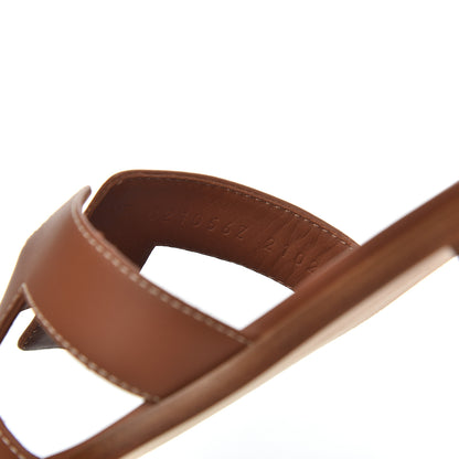 Hermes Box Calfskin Oran Sandals 36.5 Gold 8 of 11