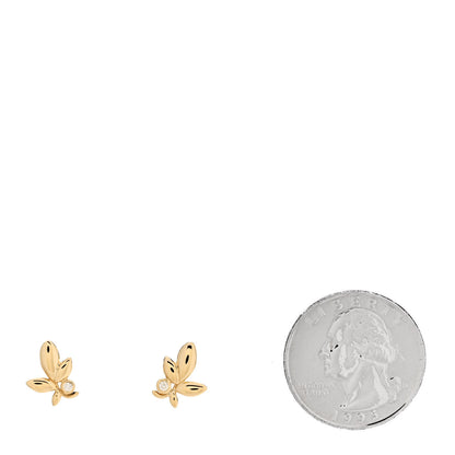 Tiffany 18K Yellow Gold Diamond Paloma Picasso Olive Leaf Earrings 2 of 5