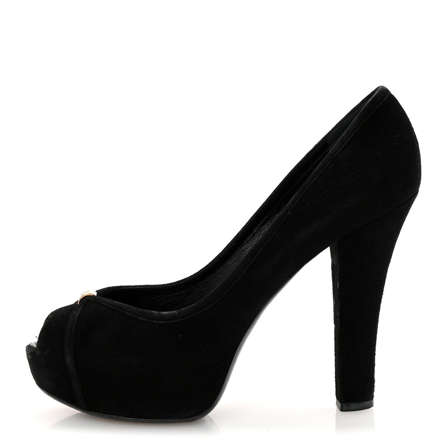 Suede Monogram Kimono Open Toe Pumps 37 Black
