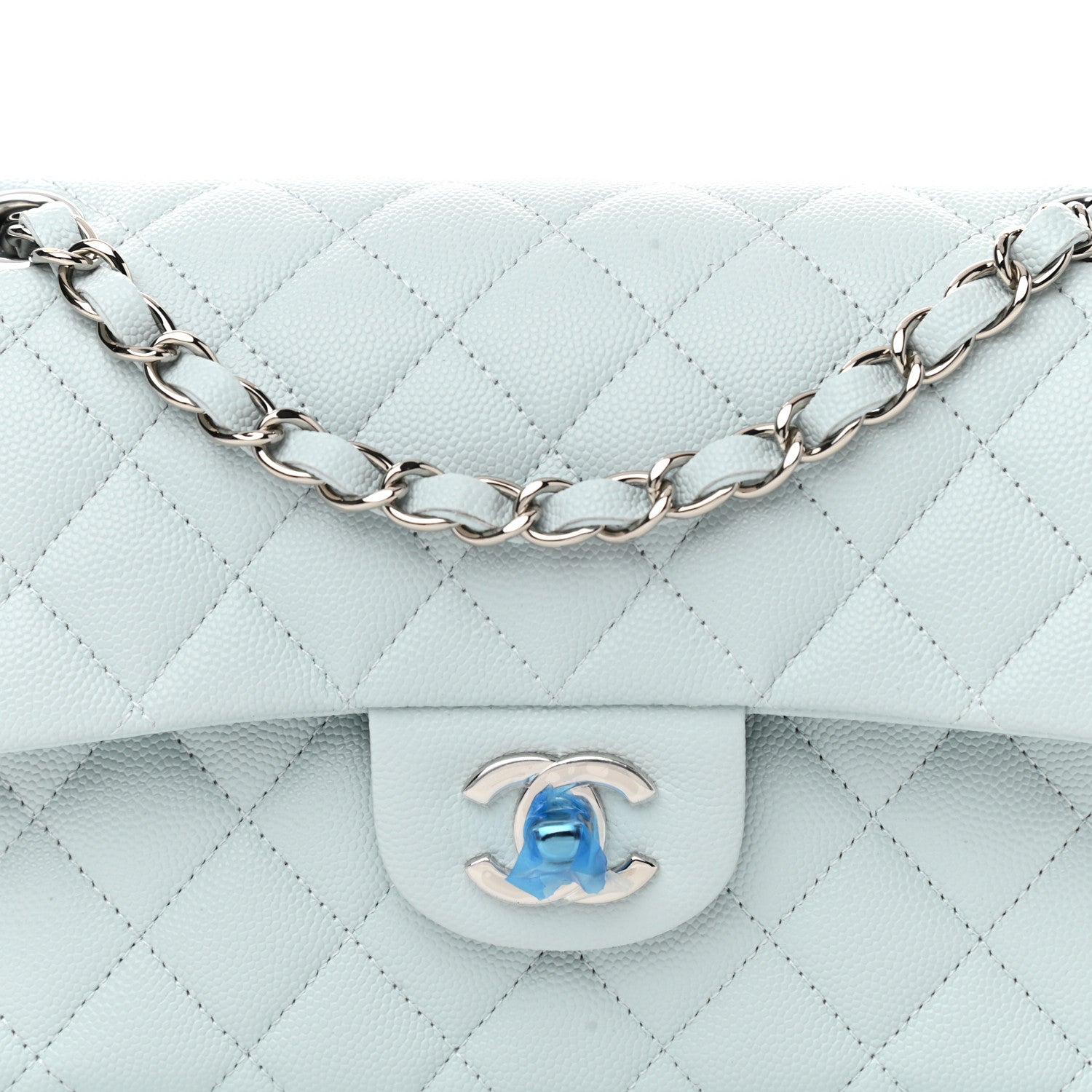 Chanel Caviar Quilted Small Double Flap Light Blue 7 of 10