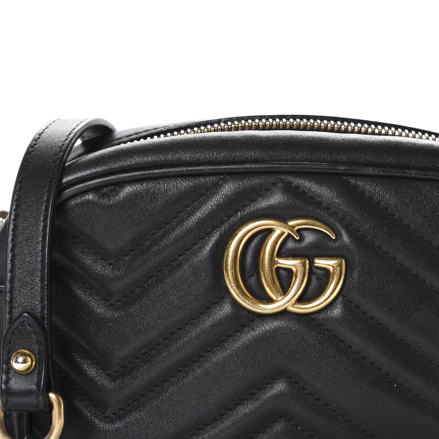 Gucci Calfskin Matelasse Mini GG Marmont Chain Shoulder Bag Black 10 of 10