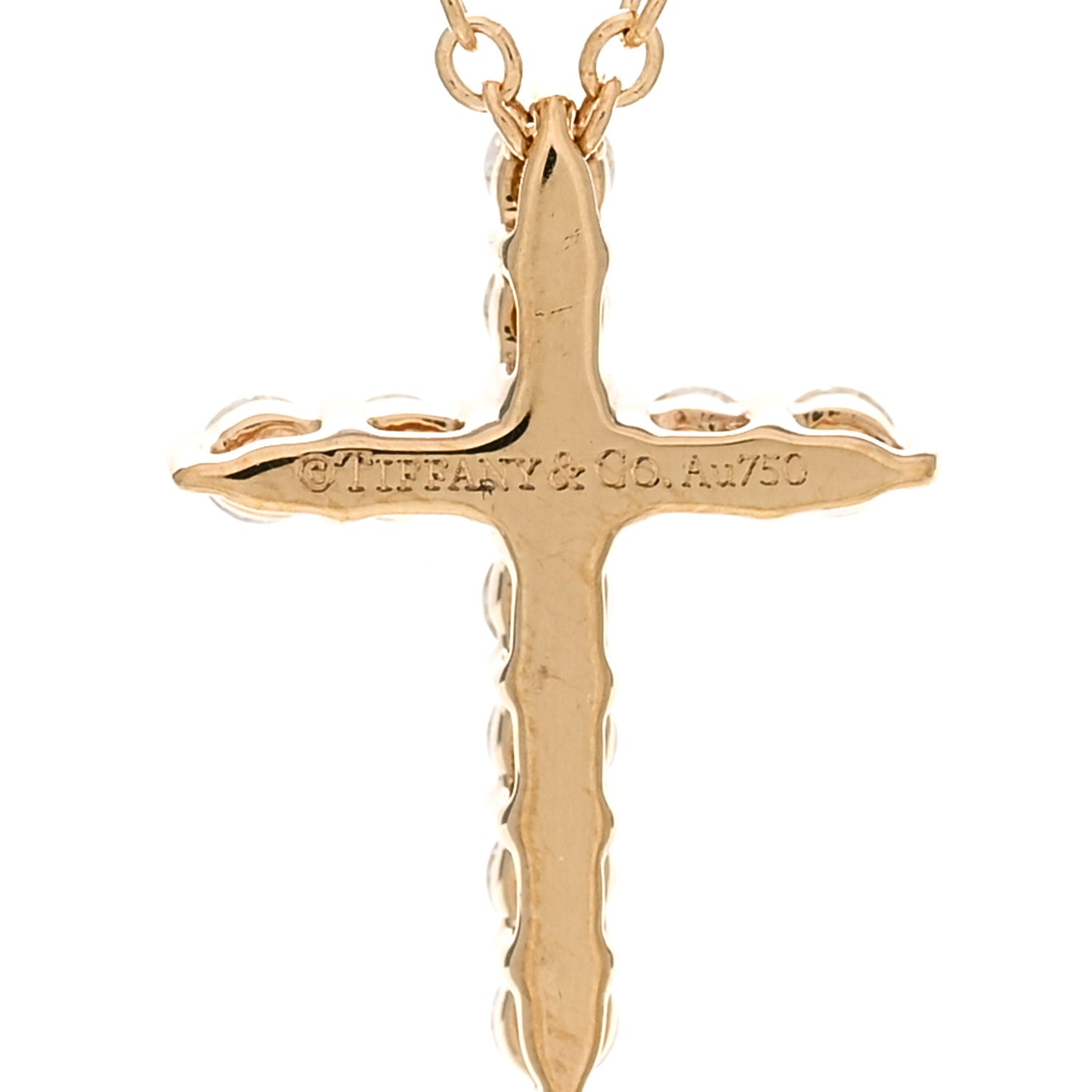 18K Rose Gold Diamond Cross Pendant Necklace