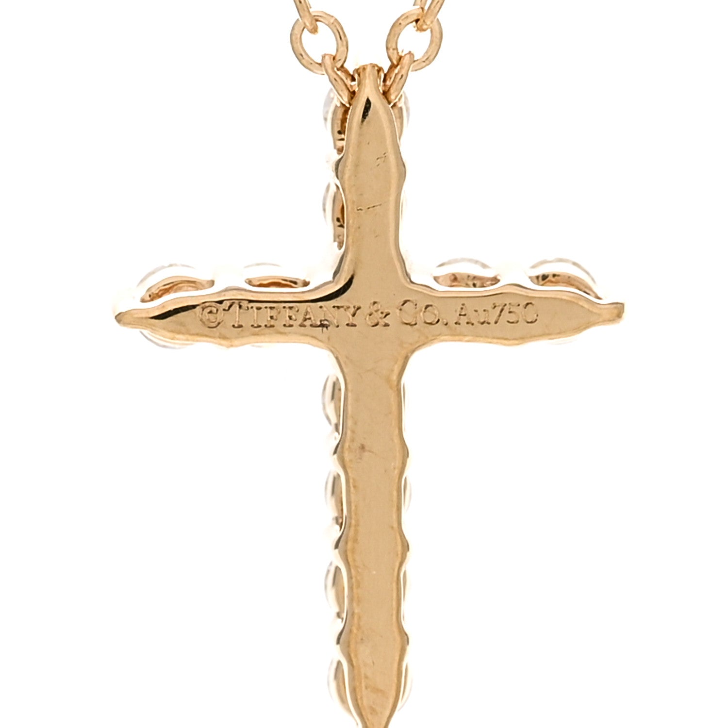 Tiffany 18K Rose Gold Diamond Cross Pendant Necklace 4 of 5