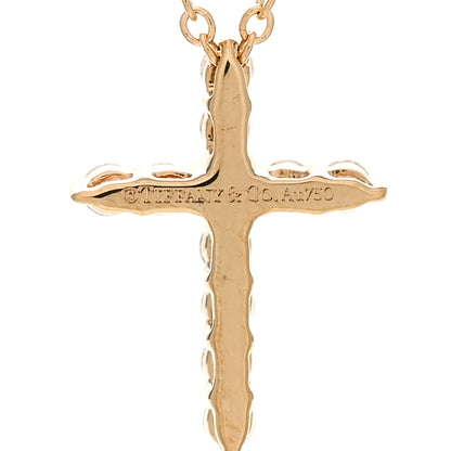 Tiffany 18K Rose Gold Diamond Cross Pendant Necklace 4 of 5