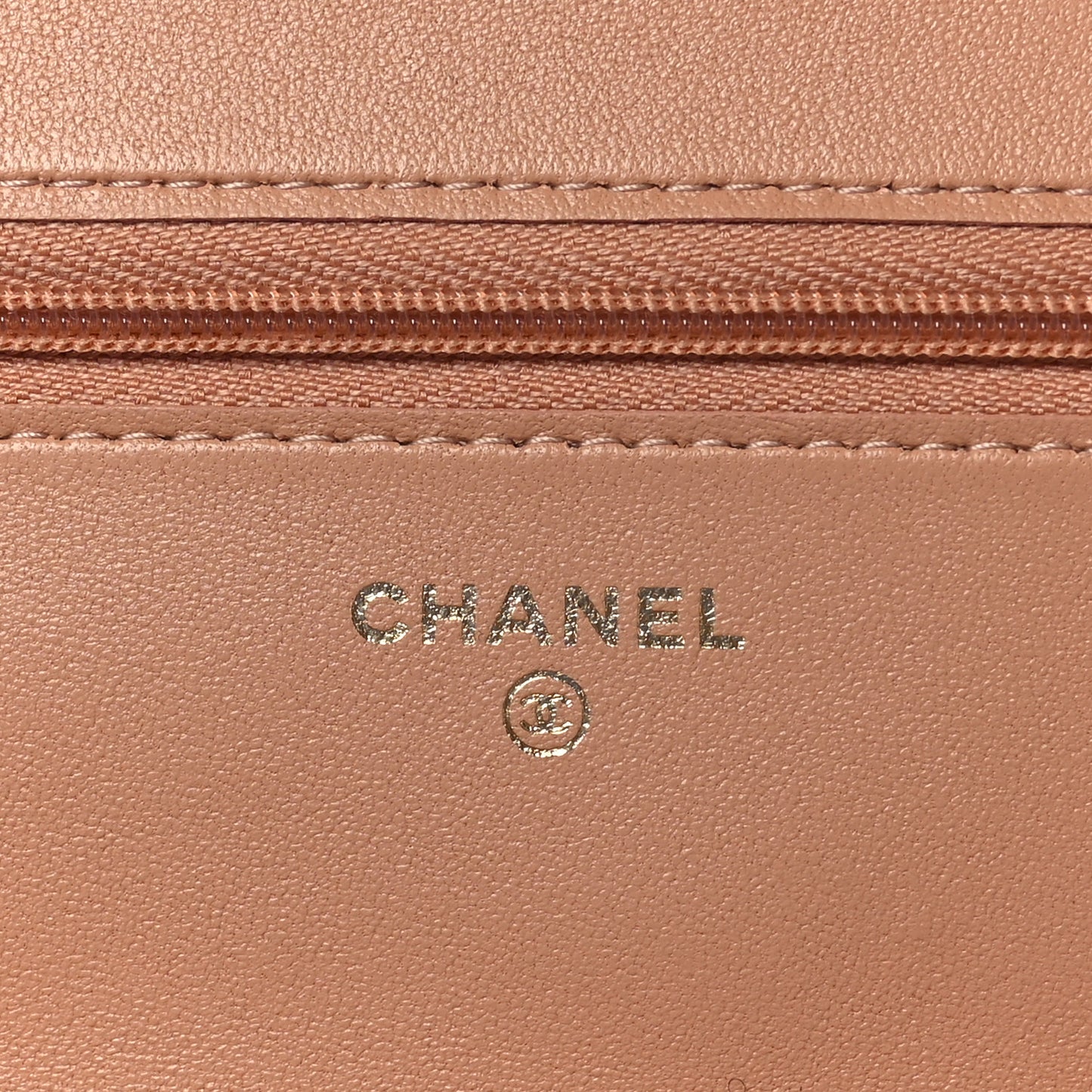 Lambskin Quilted Frame Wallet On Chain WOC Beige