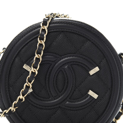 Chanel Caviar Quilted Round Filigree Crossbody Black 10 of 11