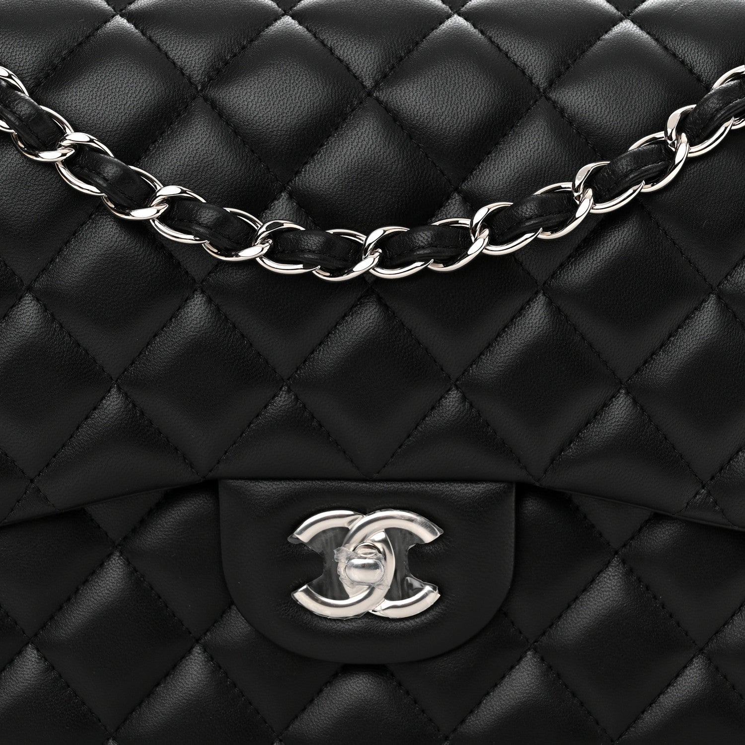 Chanel Lambskin Quilted Jumbo Double Flap Black 8 of 11