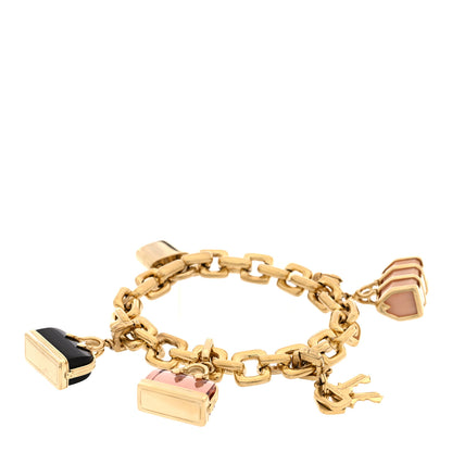 Louis Vuitton 18K Yellow Gold Pink Opal Black Onyx Glass Charm Bracelet 2 of 3