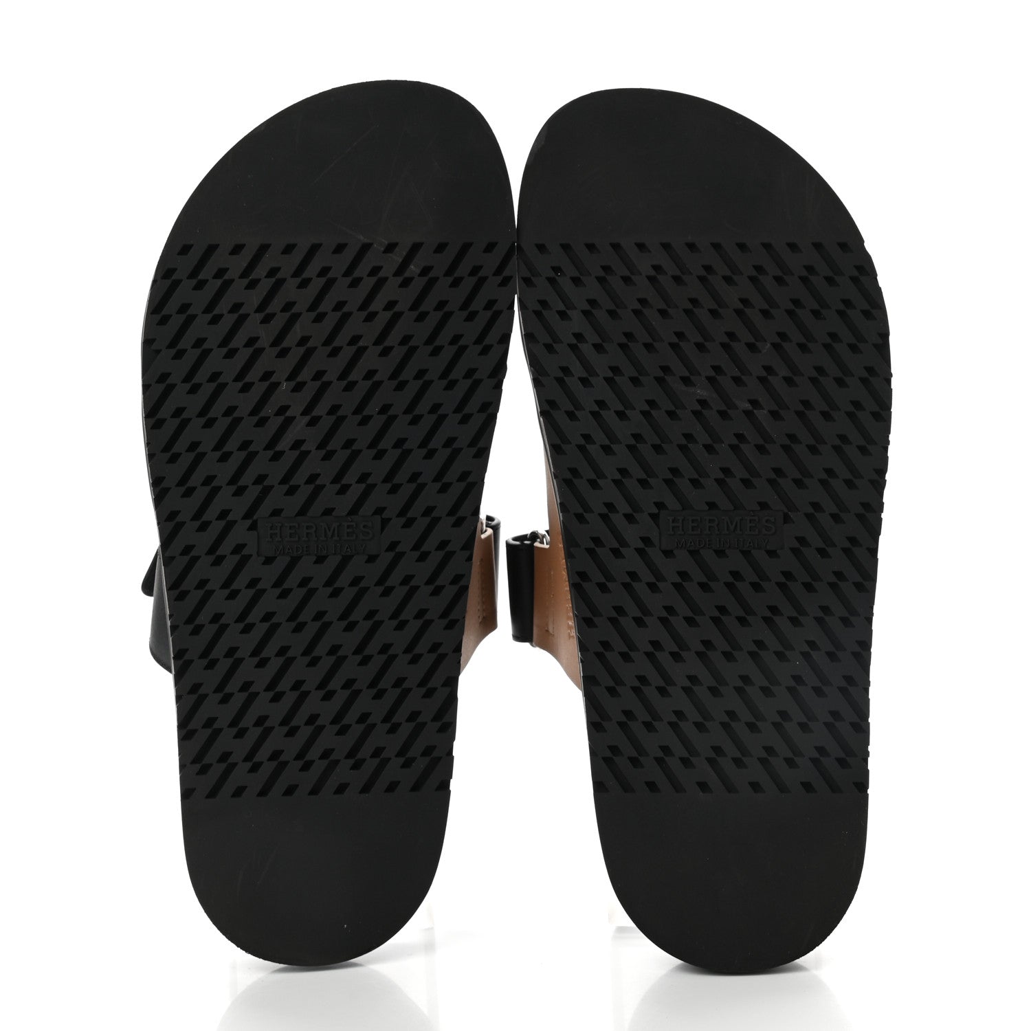 Hermes Calfskin Mens Chypre Sandals 40 Naturel Safari Black 5 of 8