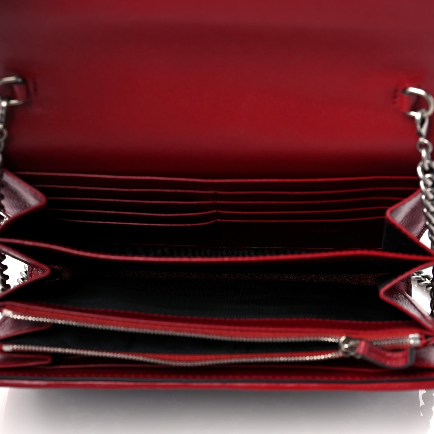 Tweed GG Monogram Mini Dionysus Chain Wallet Black White Romantic Cherry