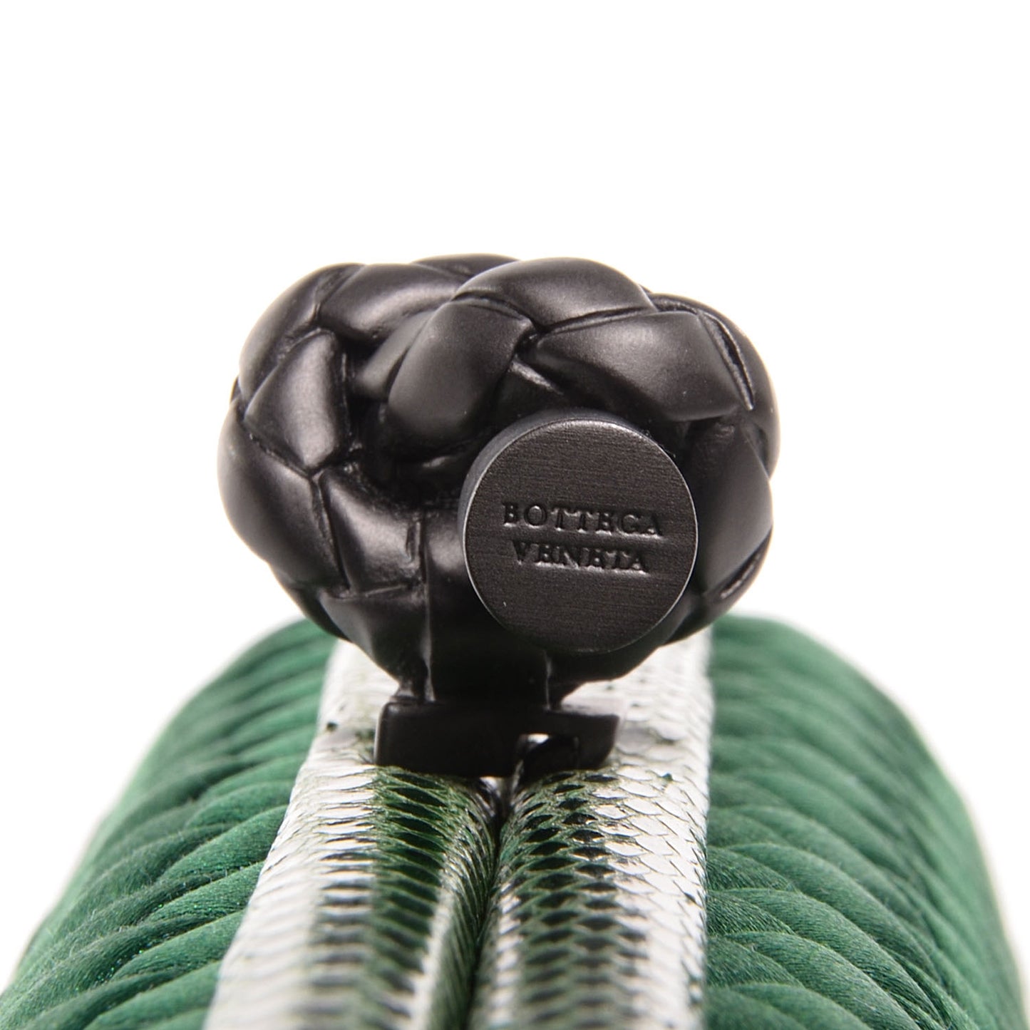 BOTTEGA VENETA Satin Intreccio Impero Ayers Stretch Knot Clutch Emerald
