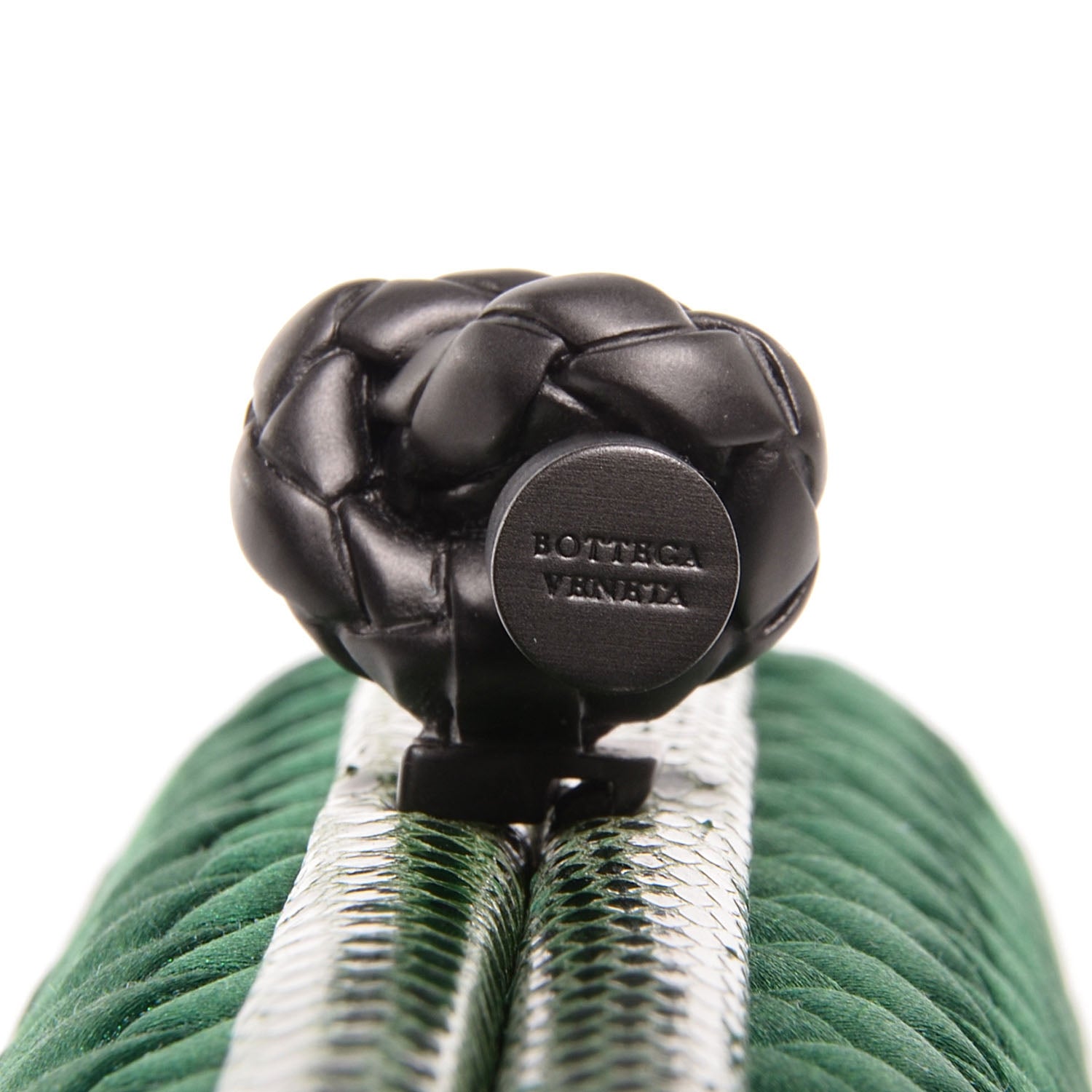 Bottega Veneta BOTTEGA VENETA Satin Intreccio Impero Ayers Stretch Knot Clutch Emerald 10 of 11