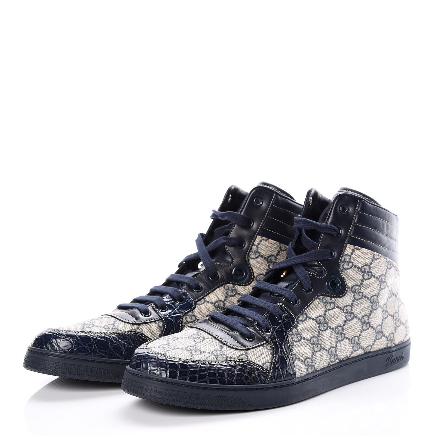 GG Plus Monogram Crocodile Mens Coda Sneakers 13.5 Blue