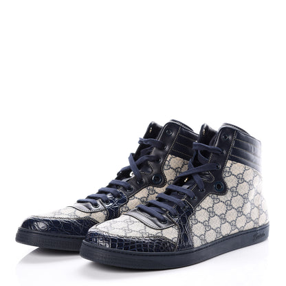 Gucci GG Plus Monogram Crocodile Mens Coda Sneakers 13.5 Blue 3 of 10
