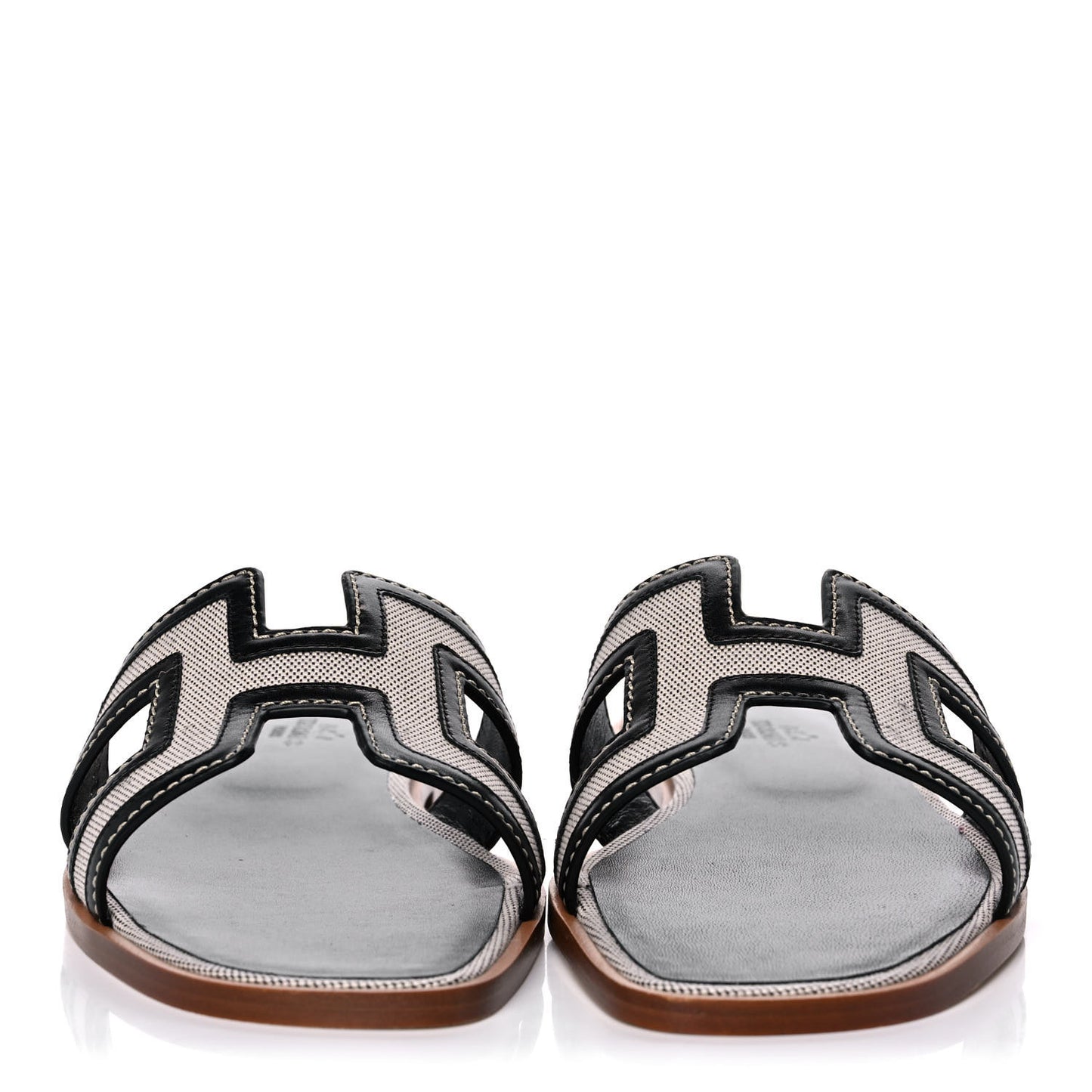 Calfskin Canvas Oran Sandals 38 Black