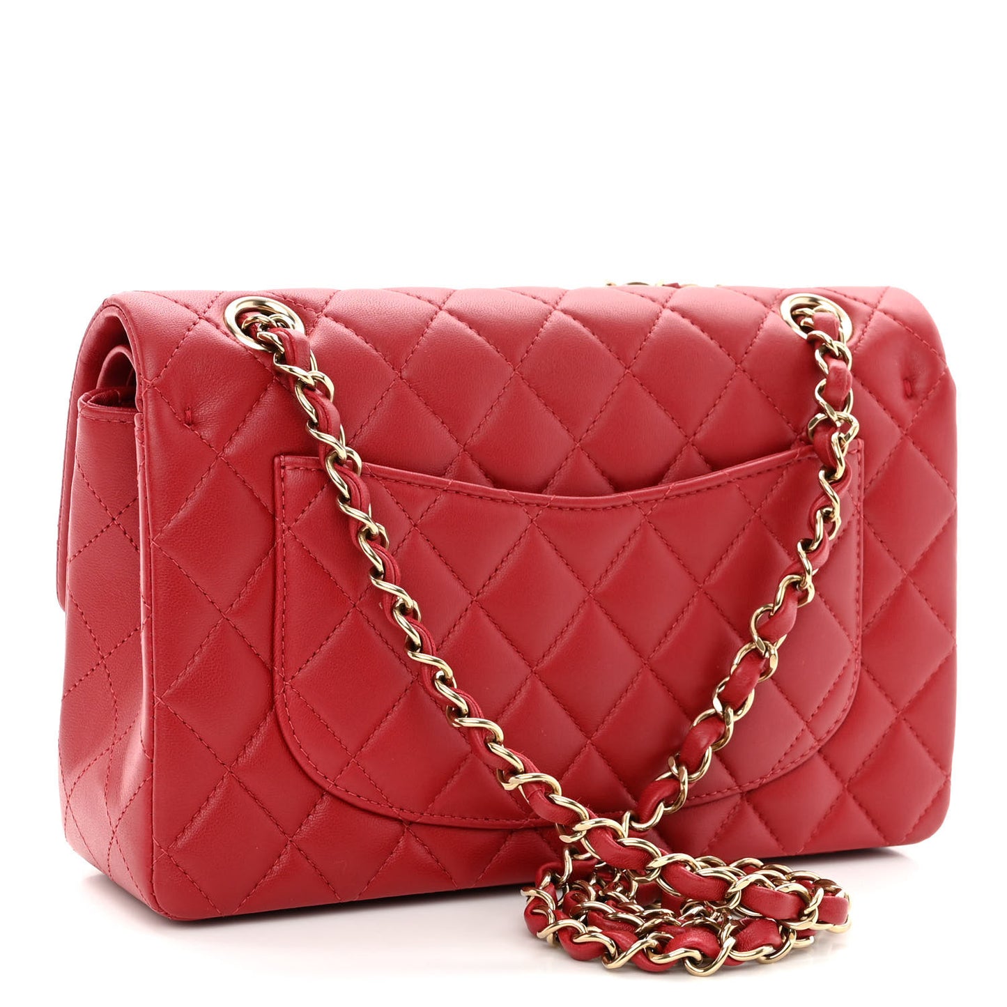 Lambskin Quilted Small Double Flap Red