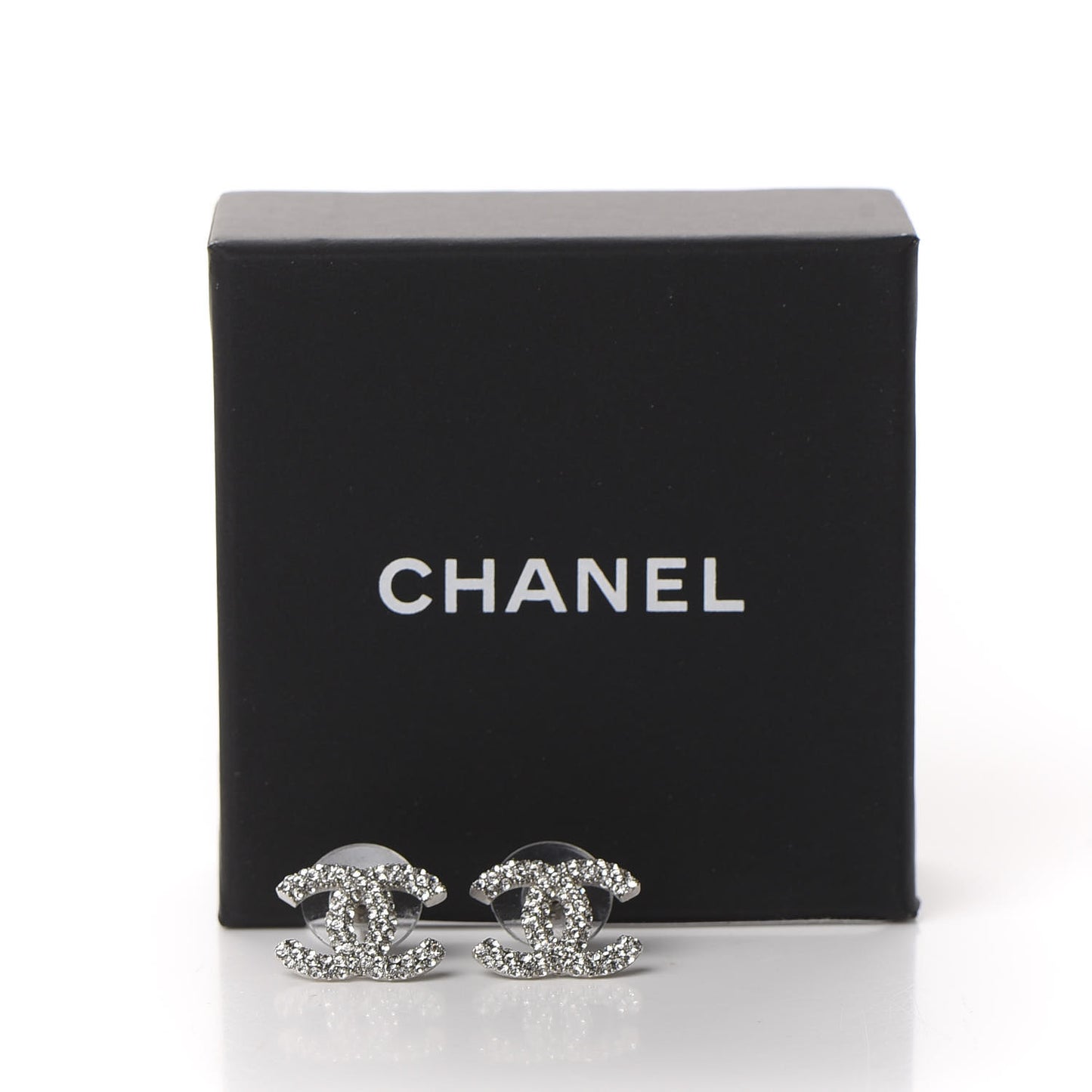 Crystal Large CC Earrings Silver