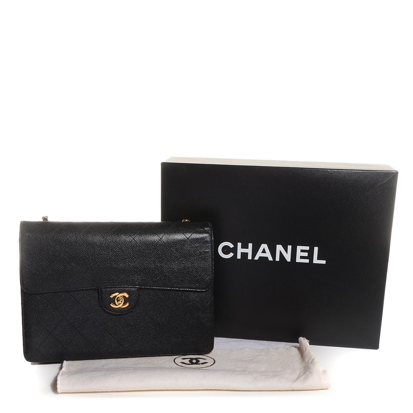 Caviar Jumbo Single Flap Black