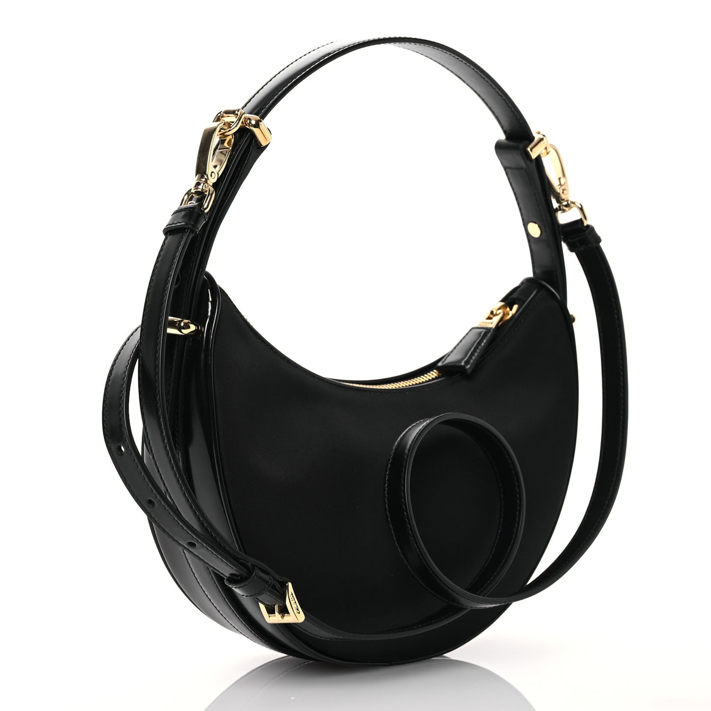 Re-Nylon Spazzolato Small Arque Shoulder Bag Black