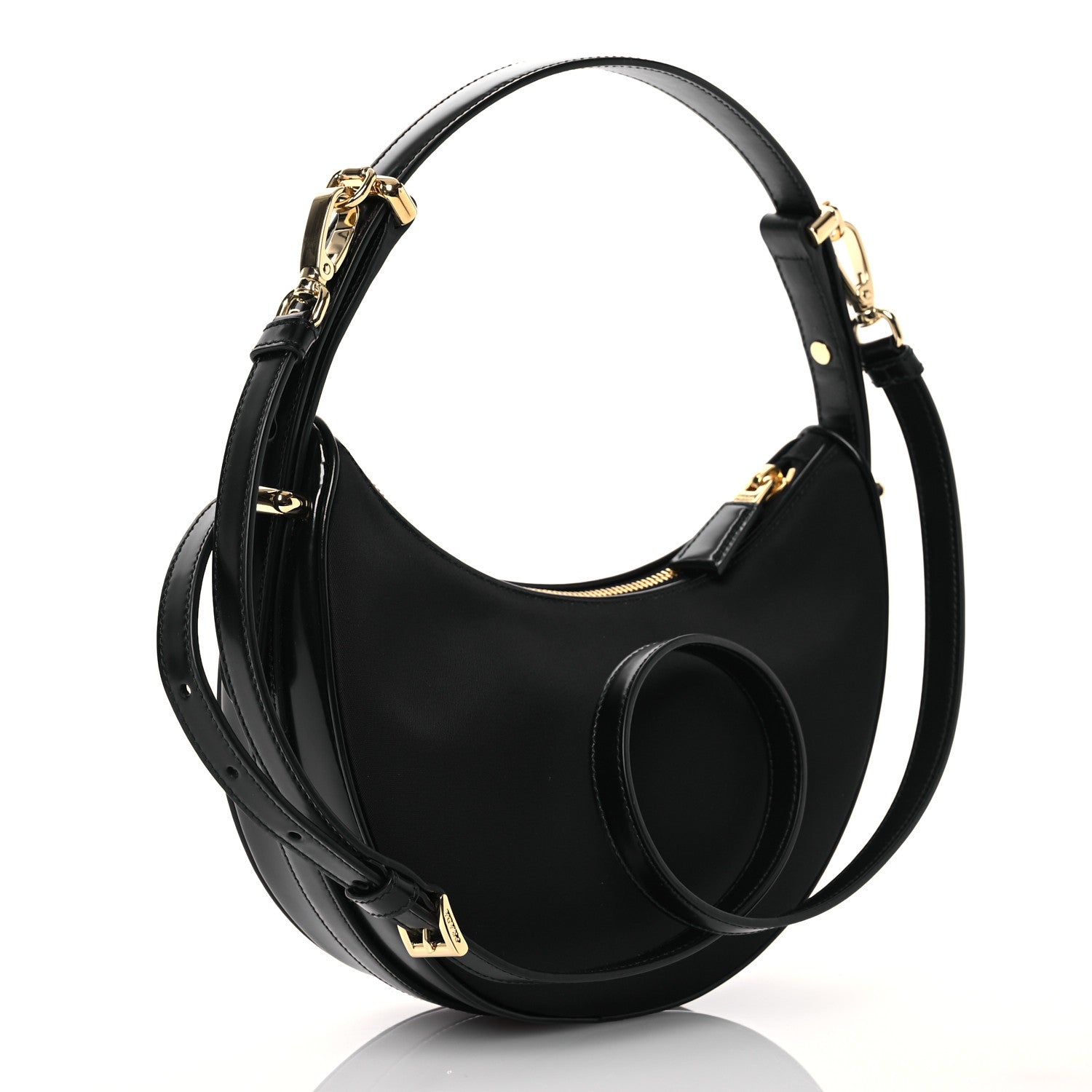 Prada Re-Nylon Spazzolato Small Arque Shoulder Bag Black 3 of 13