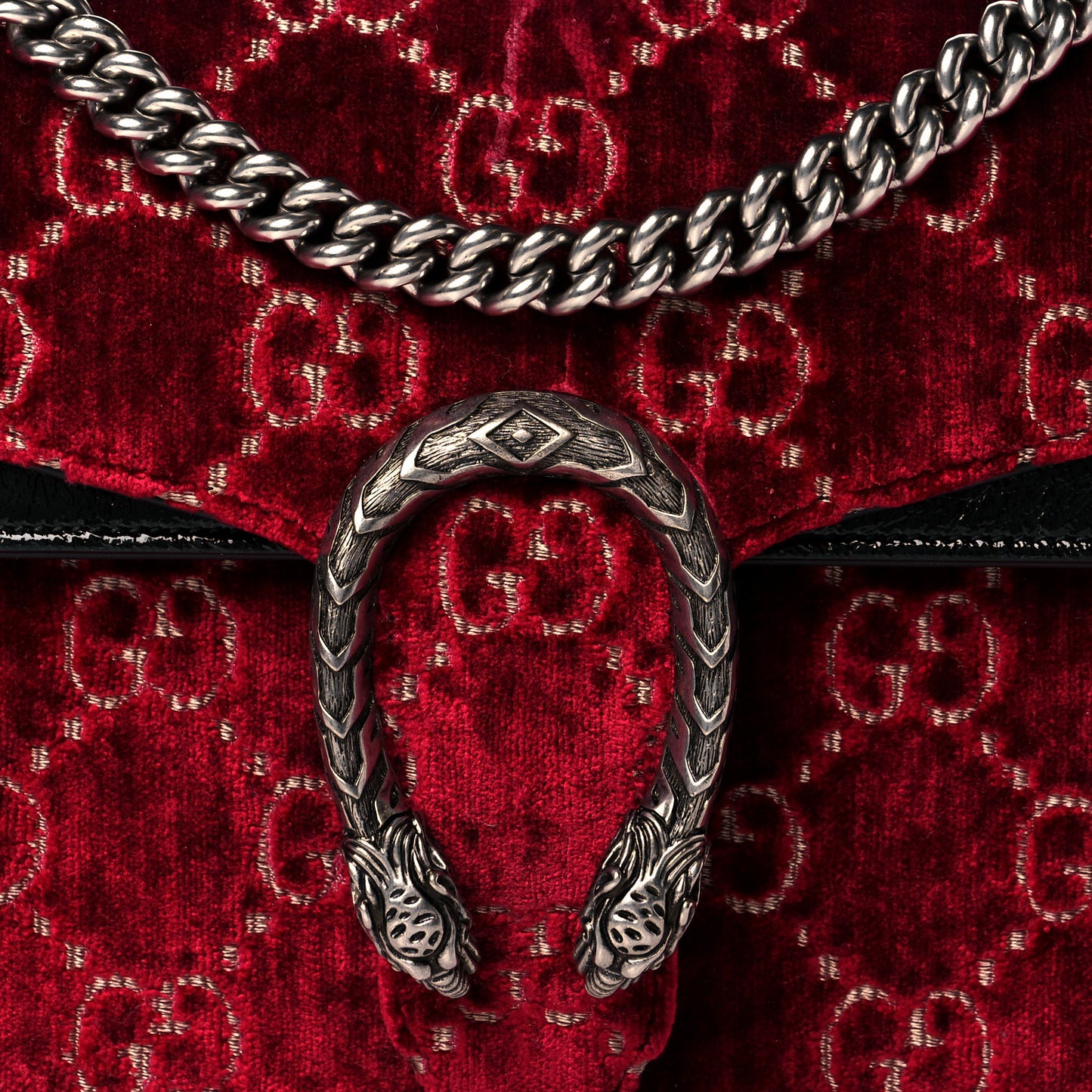Velvet Skipper GG Monogram Small Dionysus Shoulder Bag Red Cipria Black