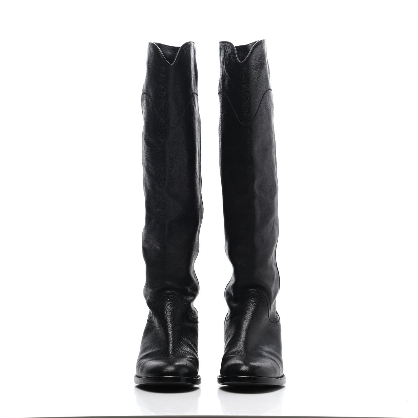 Calfskin Ascot Knee High CC Boots 36.5 Black