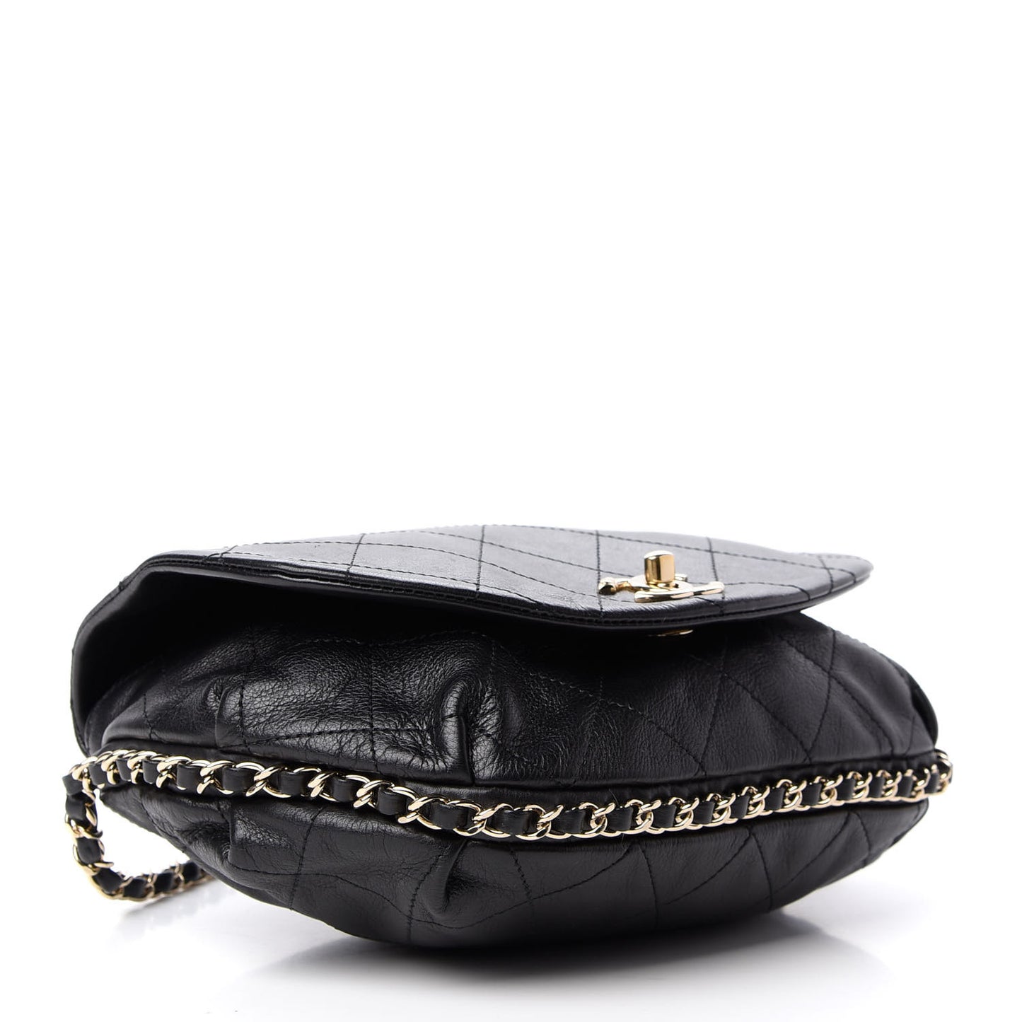 Calfskin Stitched Messenger Flap Black