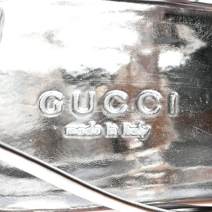 Gucci Metallic Calfskin Interlocking G Strappy Sandals 38 Silver 8 of 8