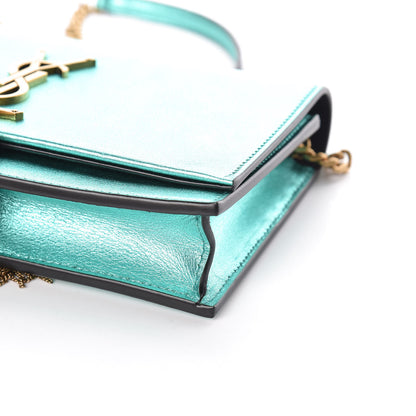 Saint Laurent Laminated Calfskin Classic Monogram Kate Tassel Chain Wallet Green 6 of 10