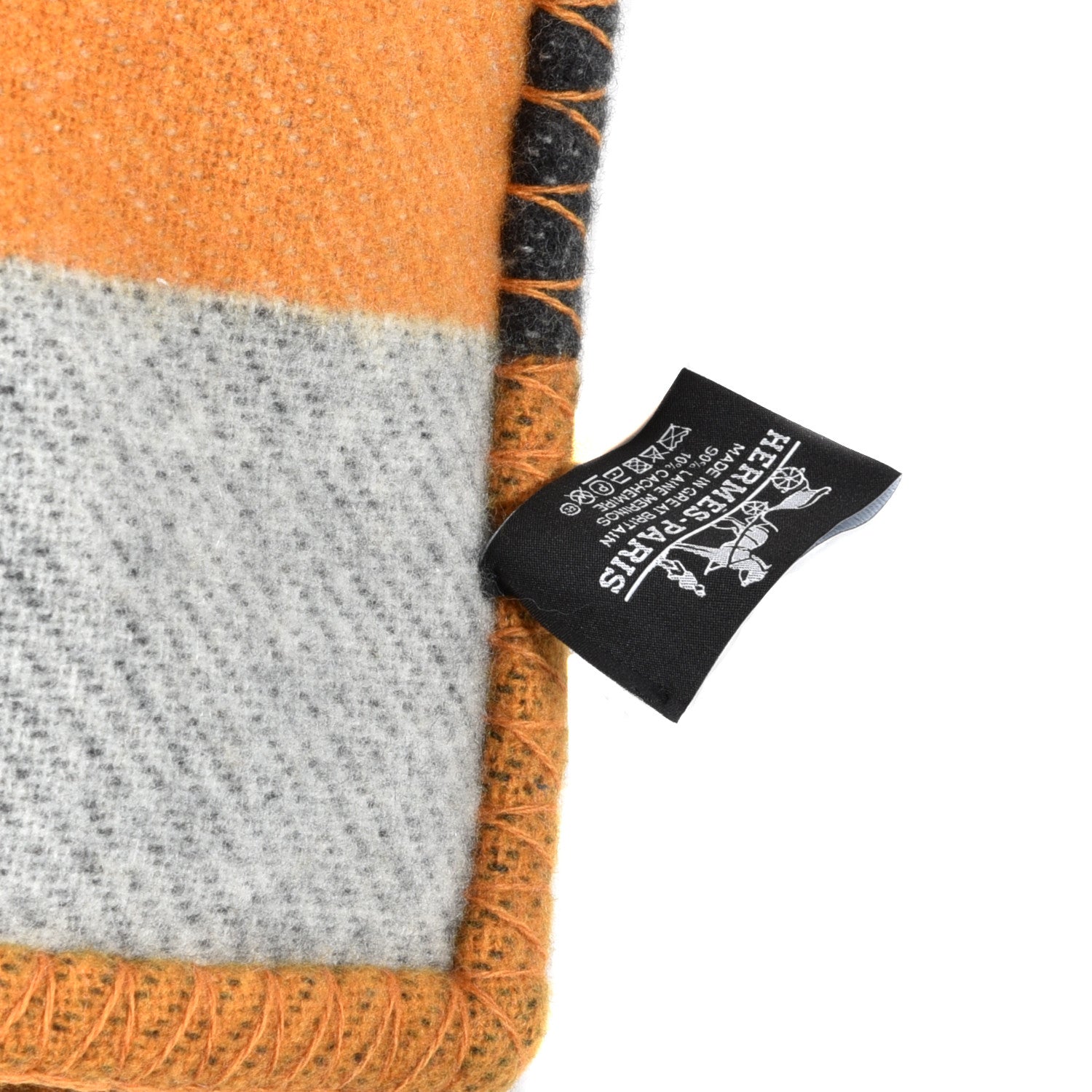 Hermes Wool Cashmere Brandebourgs Blanket Ambre Anthracite 6 of 9