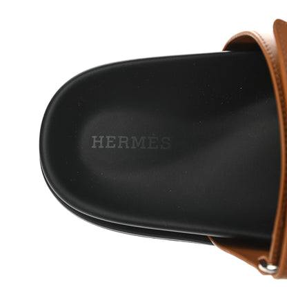 Hermes Calfskin Womens Chypre Sandals 39.5 Gold 7 of 10