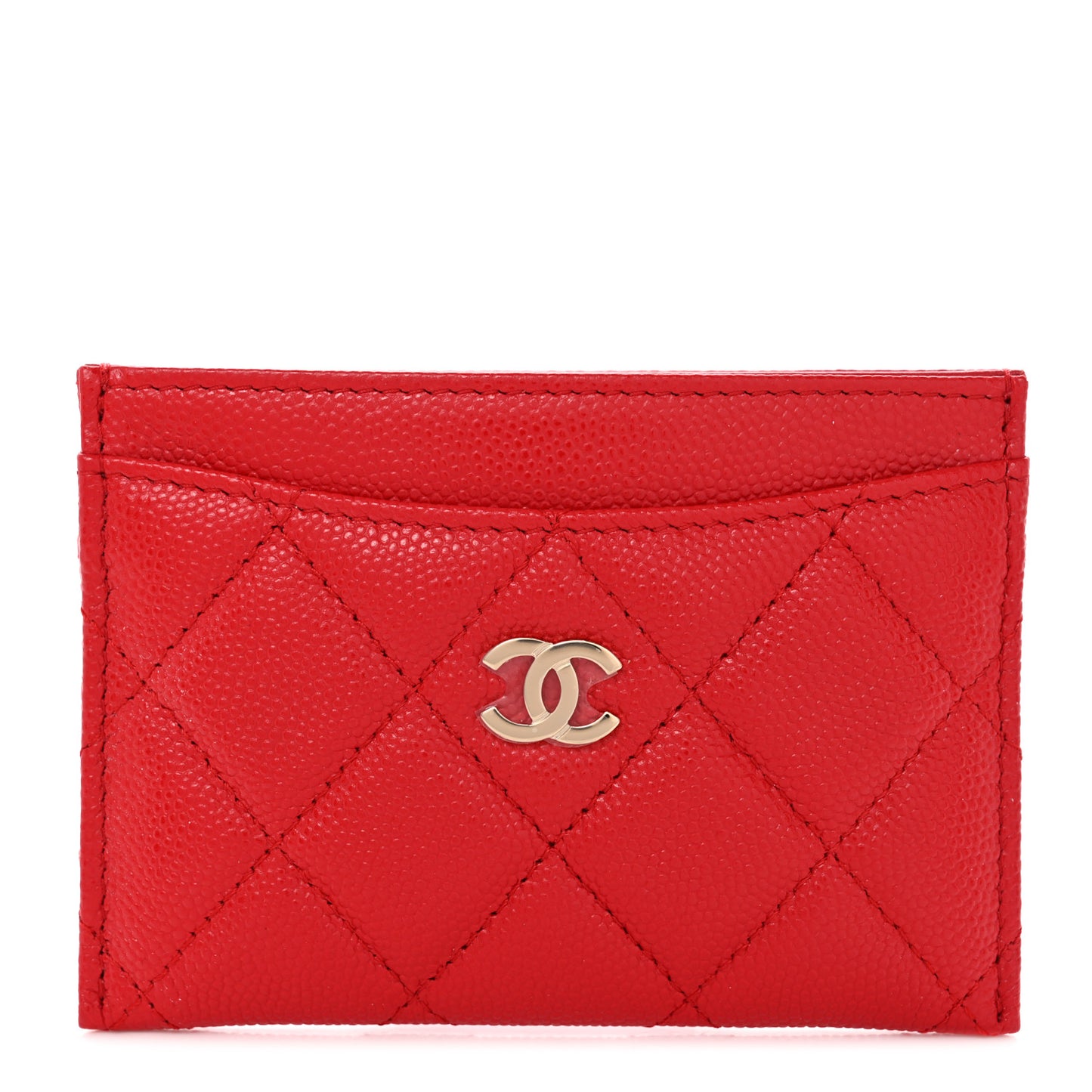 Caviar Quilted Card Holder Red