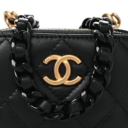 Chanel Lambskin Quilted Mini Lacquered Chain Clutch Black 8 of 10