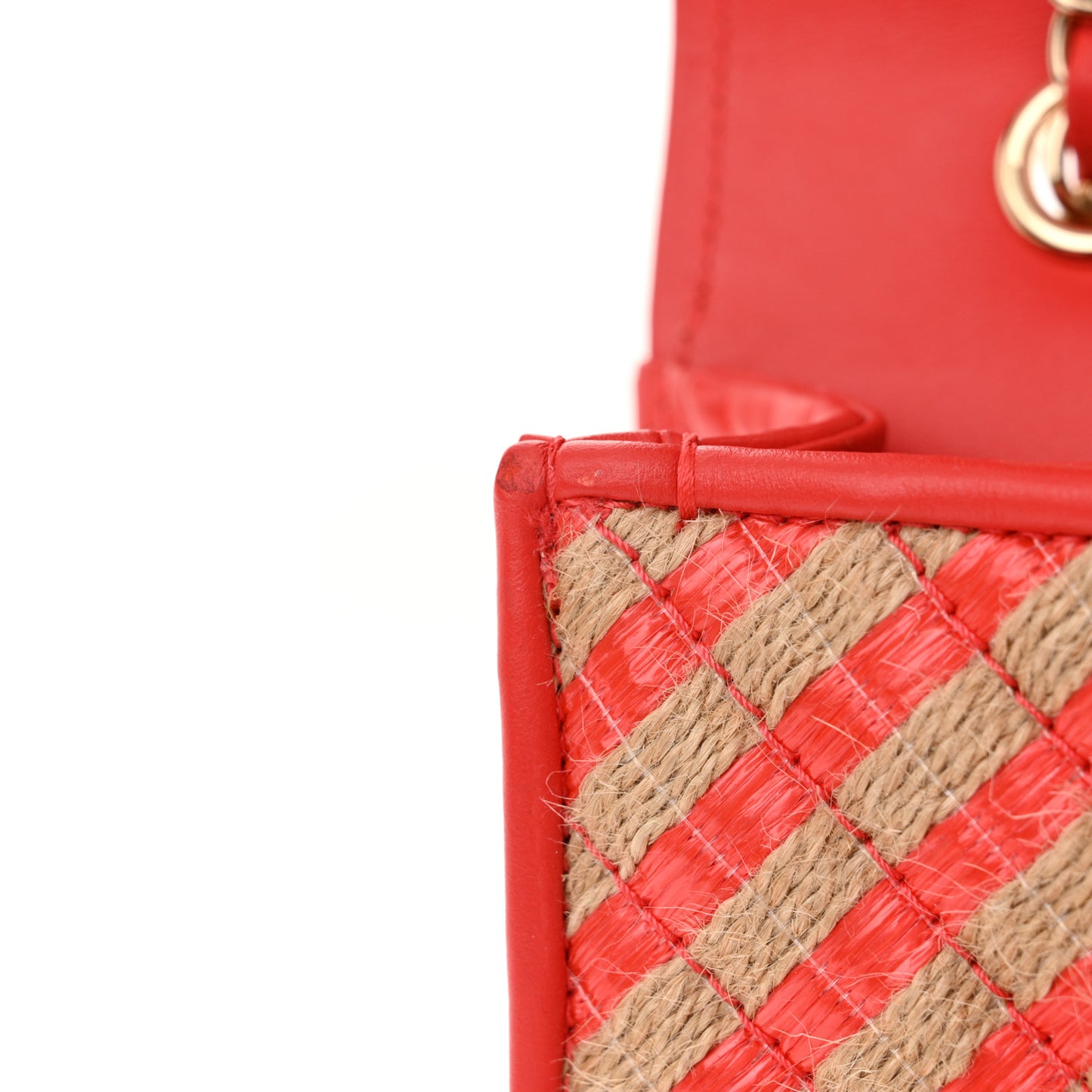 Raffia Jute Striped Medium Urban Jungle Single Flap Red