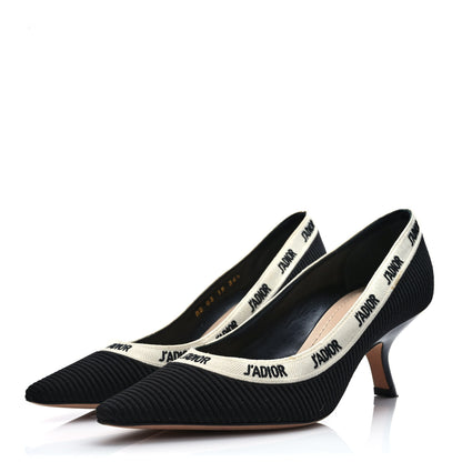Christian Dior Technical Canvas Ribbon Embroidered J'Adior 65mm Pumps 36.5 Black 3 of 9