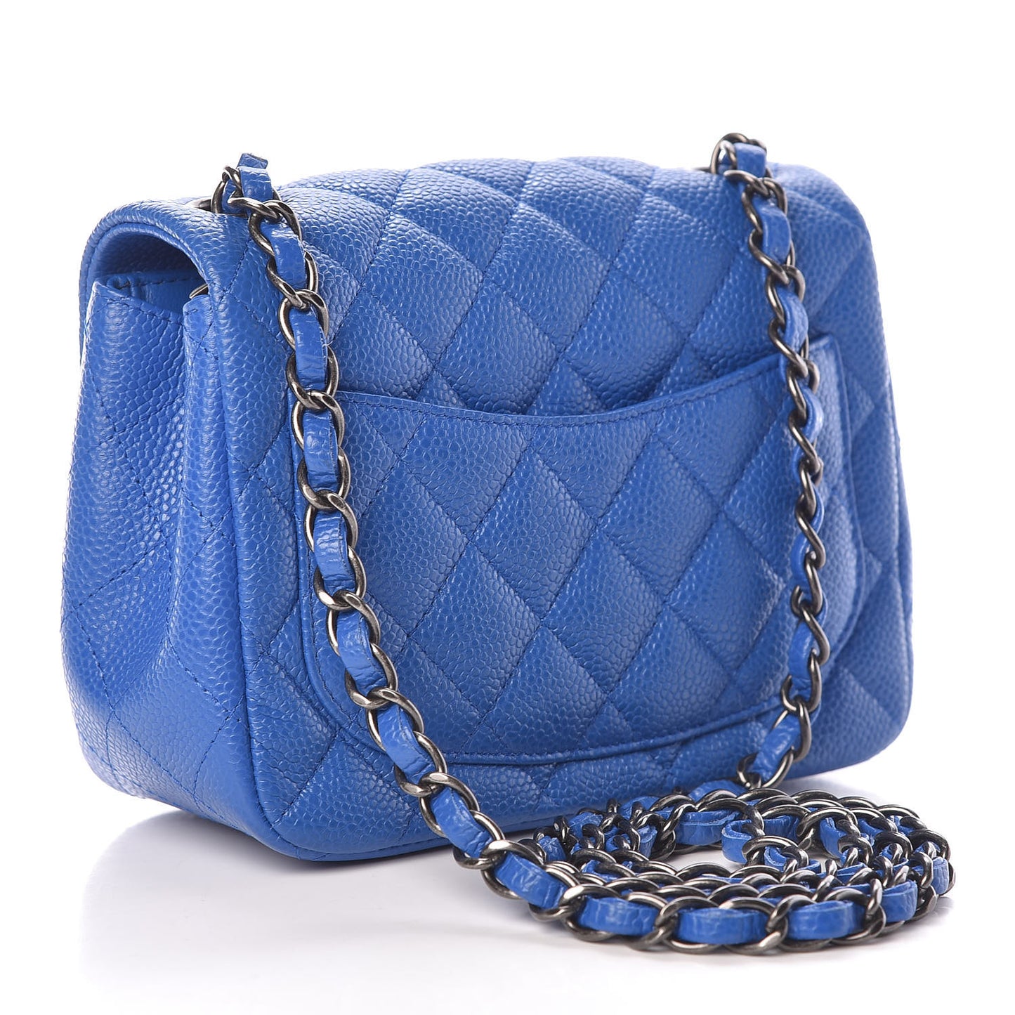 Caviar Quilted Mini Square Flap Blue